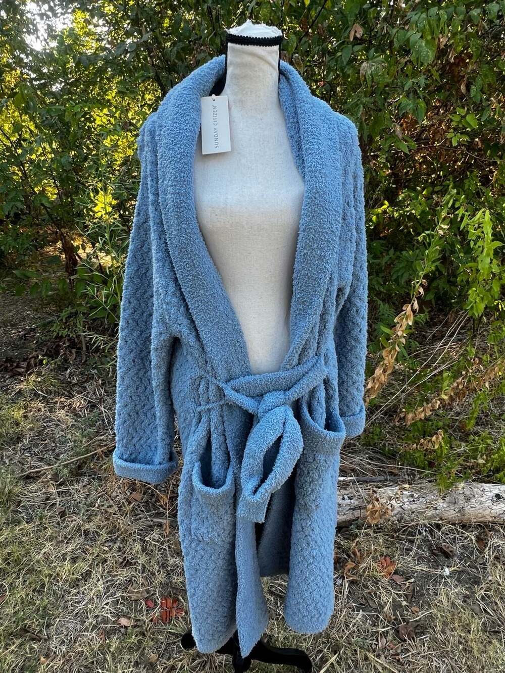 Sunday Citizen Snug Waffle Robe Blue - Picture 12 of 12